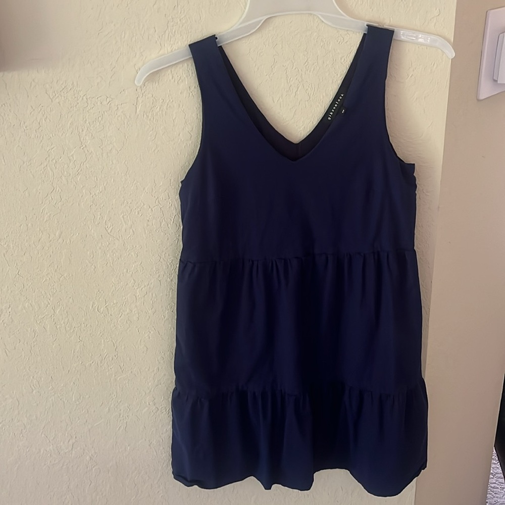 Elegant Navy Blue Sleeveless Peplum Dress